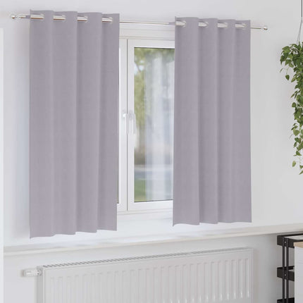Mörkläggningsgardiner med Ringar 2 pcs Metallgrå 175 x 140 cm