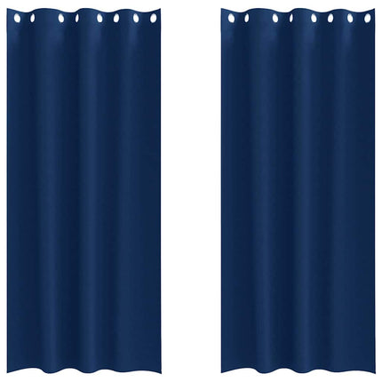 Mörkläggningsgardiner med Ringar 2 pcs Mörkblå 260 x 140 cm