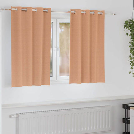 Mörkläggningsgardiner med Ringar 2 pcs Ljusbrun 140 x 140 cm