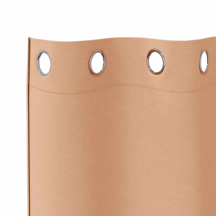 Mörkläggningsgardiner med Ringar 2 pcs Ljusbrun 175 x 140 cm