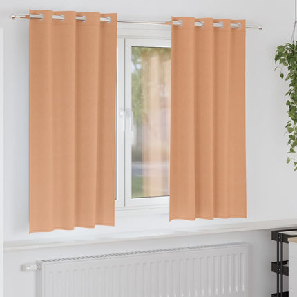 Mörkläggningsgardiner med Ringar 2 pcs Ljusbrun 175 x 140 cm