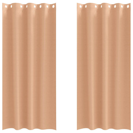 Mörkläggningsgardiner med Ringar 2 pcs Ljusbrun 245 x 140 cm