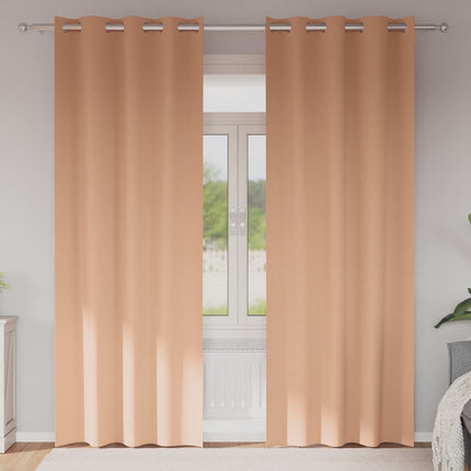 Mörkläggningsgardiner med Ringar 2 pcs Ljusbrun 260 x 140 cm
