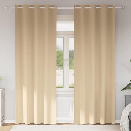 Mörkläggningsgardiner med Ringar 2 pcs Kräm 245 x 140 cm