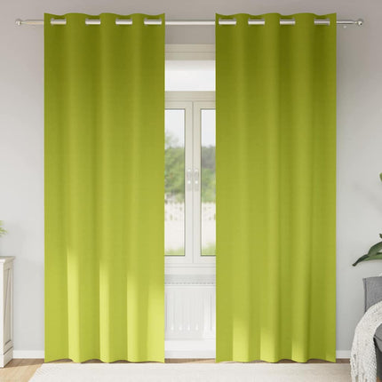 Mörkläggningsgardiner med Ringar 2 pcs Grön 245 x 140 cm