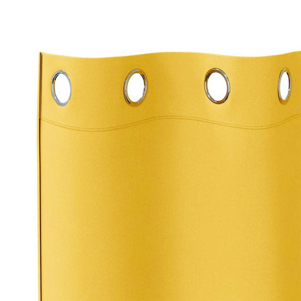 Mörkläggningsgardiner med Ringar 2 pcs Senapsgul 245 x 140 cm