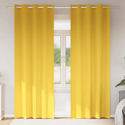 Mörkläggningsgardiner med Ringar 2 pcs Senapsgul 260 x 140 cm