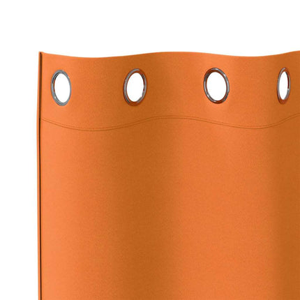 Mörkläggningsgardiner med Ringar 2 st Klart Orange 225 x 140 cm