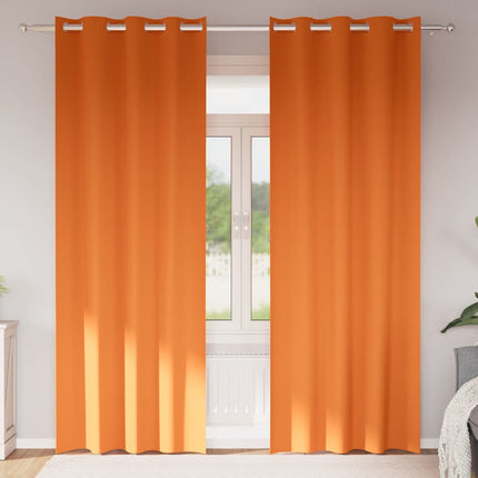 Mörkläggningsgardiner med Ringar 2 st Klart Orange 225 x 140 cm
