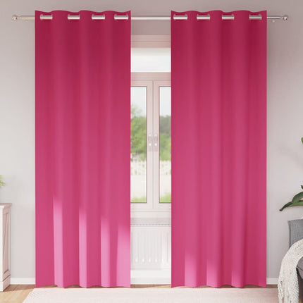 Mörkläggningsgardiner med Ringar 2 pcs Klart Pink 245 x 140 cm