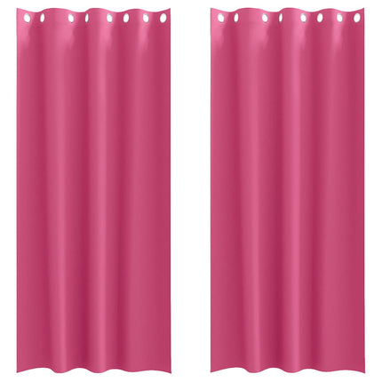 Mörkläggningsgardiner med Ringar 2 pcs Klart Pink 245 x 140 cm