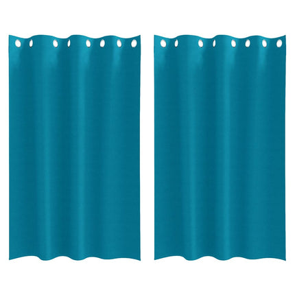 Mörkläggningsgardiner med Ringar 2 st Turkos 175 x 140 cm