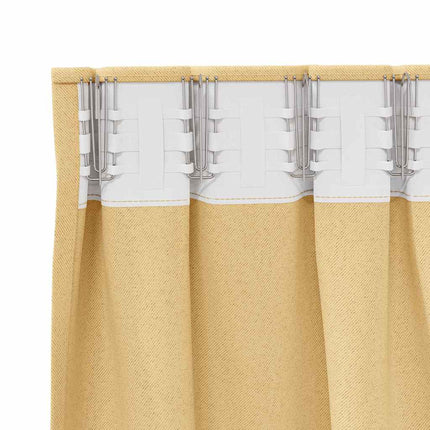Mörkläggningsgardiner med Ringar 2 pcs Beige 140 x 140 cm