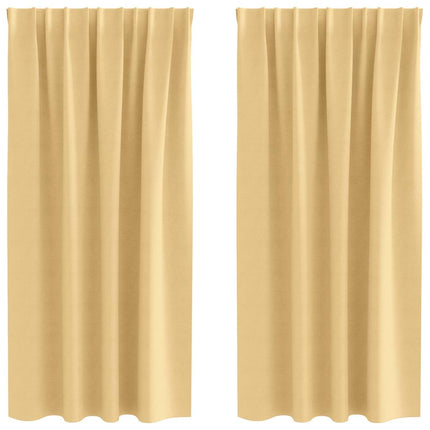 Mörkläggningsgardiner med Ringar 2 st Beige 175 x 140 cm
