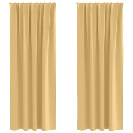 Mörkläggningsgardiner med Ringar 2 pcs Beige 225 x 140 cm