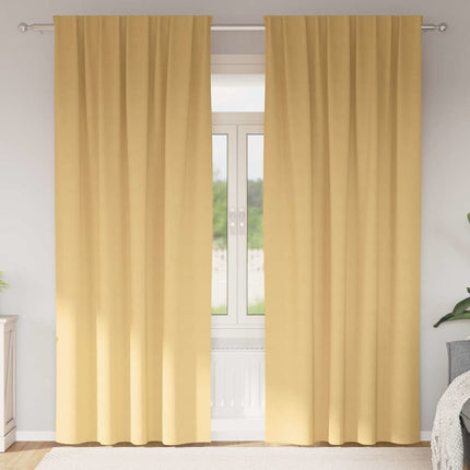 Mörkläggningsgardiner med Ringar 2 pcs Beige 260 x 140 cm