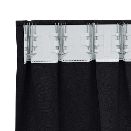 Mörkläggningsgardiner med Ringar 2 pcs Svart 245 x 140 cm