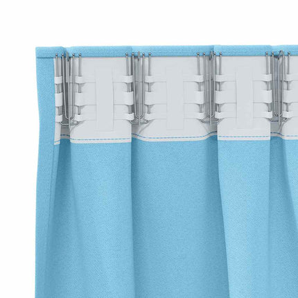 Mörkläggningsgardiner med Ringar 2 pcs Ljusblå 245 x 140 cm
