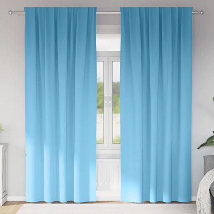 Mörkläggningsgardiner med Ringar 2 pcs Ljusblå 260 x 140 cm