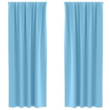 Mörkläggningsgardiner med Ringar 2 pcs Ljusblå 260 x 140 cm