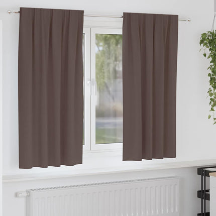Mörkläggningsgardiner med Ringar 2 st Mörkbrun 175 x 140 cm