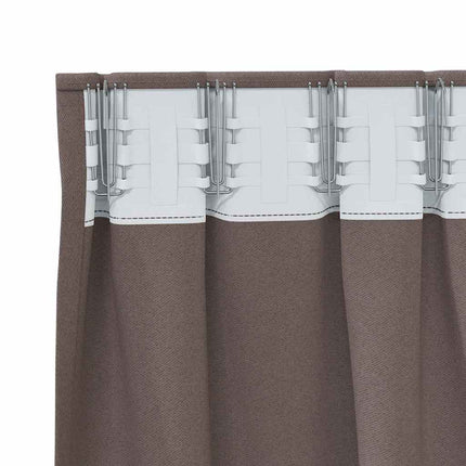 Mörkläggningsgardiner med Ringar 2 pcs Mörkbrun 245 x 140 cm
