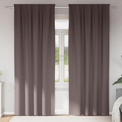 Mörkläggningsgardiner med Ringar 2 pcs Mörkbrun 245 x 140 cm