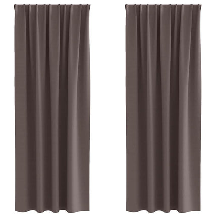 Mörkläggningsgardiner med Ringar 2 pcs Mörkbrun 245 x 140 cm