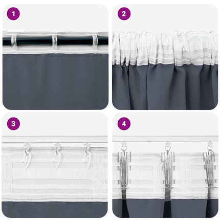 Mörkläggningsgardiner med Ringar 2 pcs Antracit 245 x 140 cm