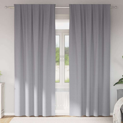 Mörkläggningsgardiner med Ringar 2 pcs Ljusgrå 260 x 140 cm