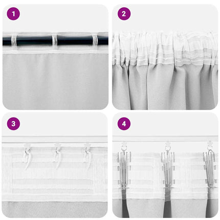 Mörkläggningsgardiner med Ringar 2 pcs Ljusgrå 175 x 140 cm