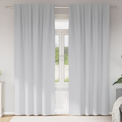 Mörkläggningsgardiner med Ringar 2 pcs Ljusgrå 225 x 140 cm