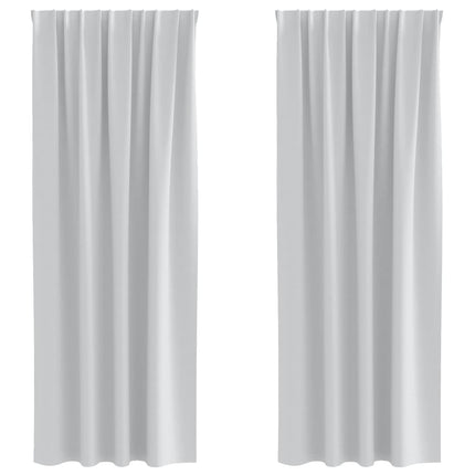 Mörkläggningsgardiner med Ringar 2 pcs Ljusgrå 245 x 140 cm