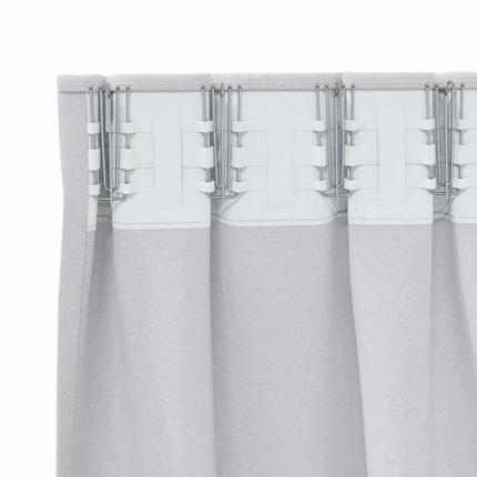Mörkläggningsgardiner med Ringar 2 pcs Ljusgrå 260 x 140 cm