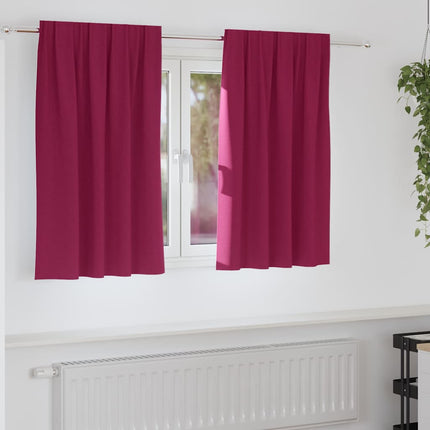 Mörkläggningsgardiner med Ringar 2 pcs Vinröd 140 x 140 cm