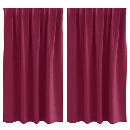 Mörkläggningsgardiner med Ringar 2 pcs Vinröd 140 x 140 cm