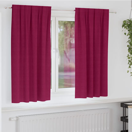Mörkläggningsgardiner med Ringar 2 pcs Vinröd 175 x 140 cm