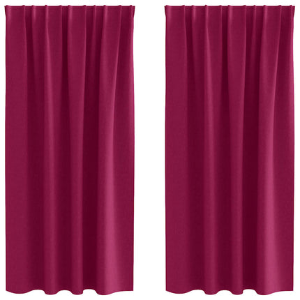Mörkläggningsgardiner med Ringar 2 pcs Vinröd 175 x 140 cm