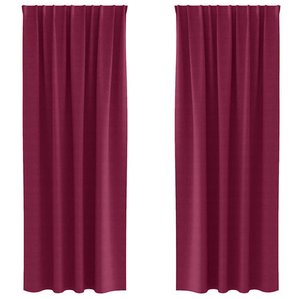 Mörkläggningsgardiner med Ringar 2 pcs Vinröd 225 x 140 cm