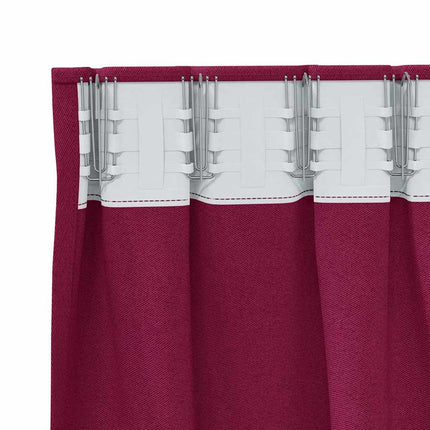 Mörkläggningsgardiner med Ringar 2 pcs Vinröd 245 x 140 cm