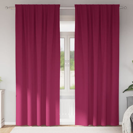 Mörkläggningsgardiner med Ringar 2 pcs Vinröd 260 x 140 cm