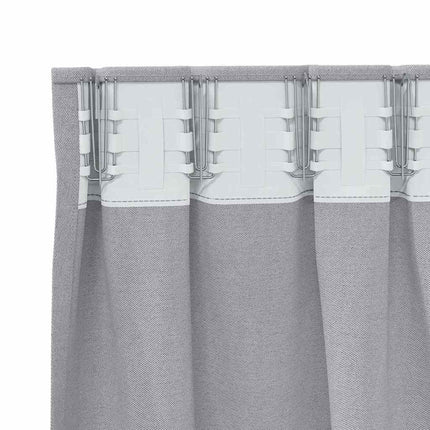 Mörkläggningsgardiner med Ringar 2 pcs Metallgrå 225 x 140 cm