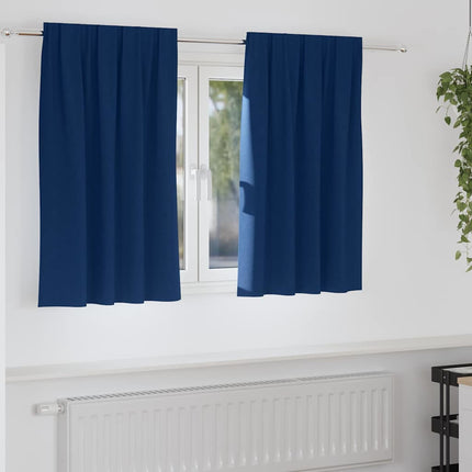 Mörkläggningsgardiner med Ringar 2 pcs Mörkblå 140 x 140 cm