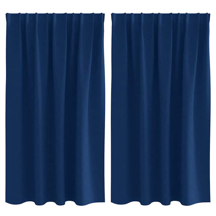 Mörkläggningsgardiner med Ringar 2 pcs Mörkblå 140 x 140 cm