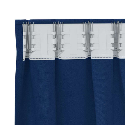 Mörkläggningsgardiner med Ringar 2 pcs Mörkblå 175 x 140 cm