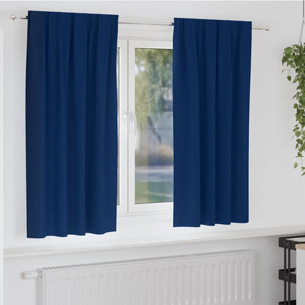 Mörkläggningsgardiner med Ringar 2 pcs Mörkblå 175 x 140 cm