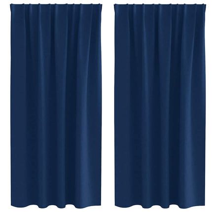 Mörkläggningsgardiner med Ringar 2 st Mörkblå 175 x 140 cm