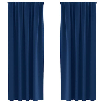 Mörkläggningsgardiner med Ringar 2 pcs Mörkblå 225 x 140 cm