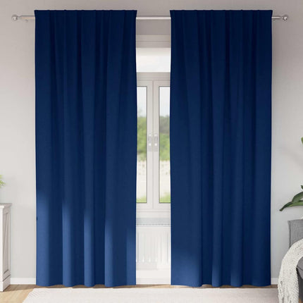 Mörkläggningsgardiner med Ringar 2 pcs Mörkblå 260 x 140 cm