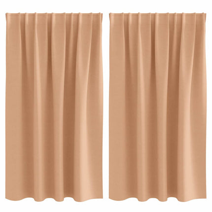 Mörkläggningsgardiner med Ringar 2 pcs Ljusbrun 140 x 140 cm